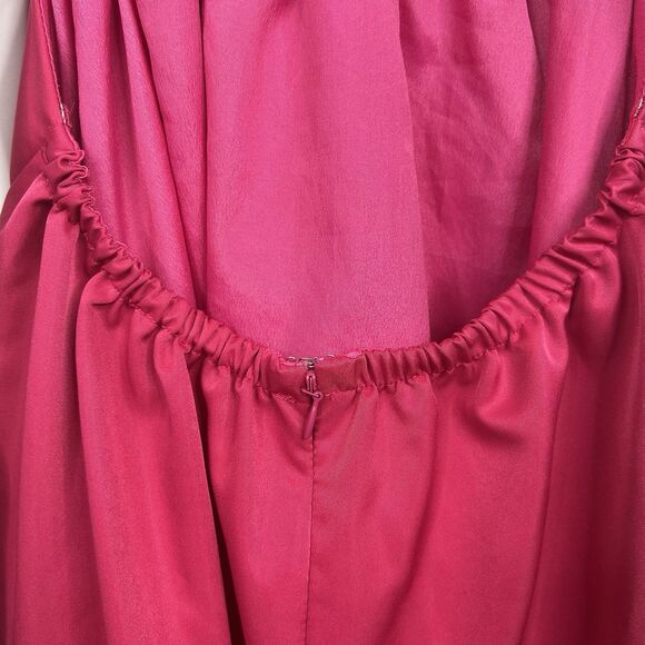 DO+ BE Magenta Open Back‎ Puff Sleeve Fit Flare Mini Dress Women’s Size Small - Picture 14 of 16
